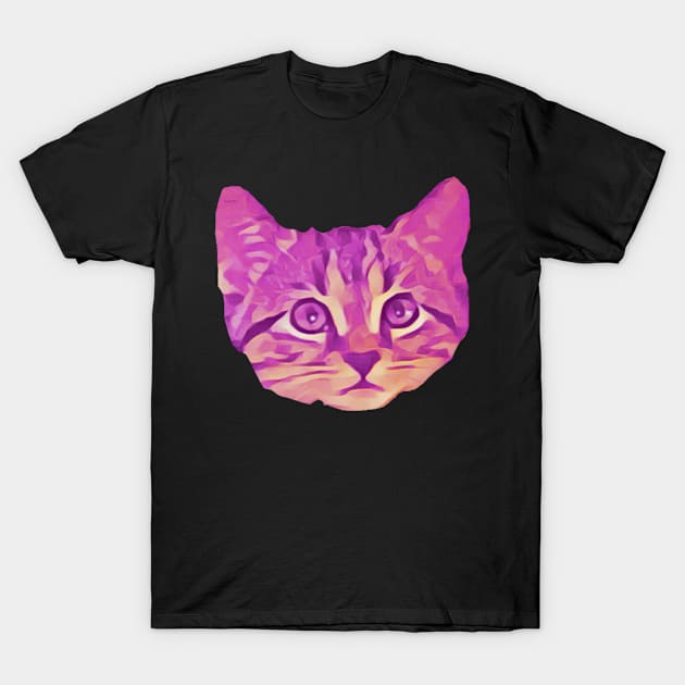 Pink Kitty Face T-Shirt by wildjellybeans